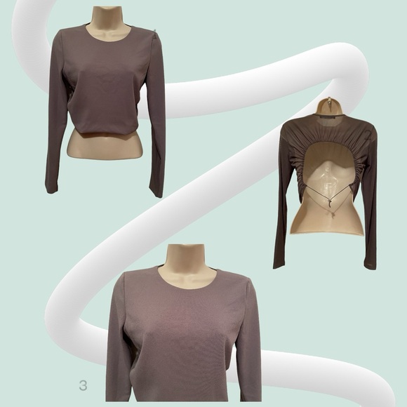 Zara Women’s Cropped Gray Open Back Mesh Adjustable Top Shirt Size Small - Picture 1 of 9